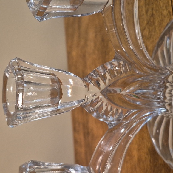 VINTAGE Clear Glass 3 Branch Taper Candle Holder Candelabrum - Picture 12 of 16